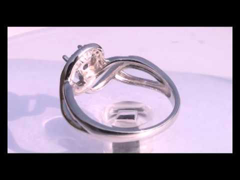 000248a-ROUND 3.5 MM DIAMOND 14K WHITE GOLD SEMI MOUNT RING