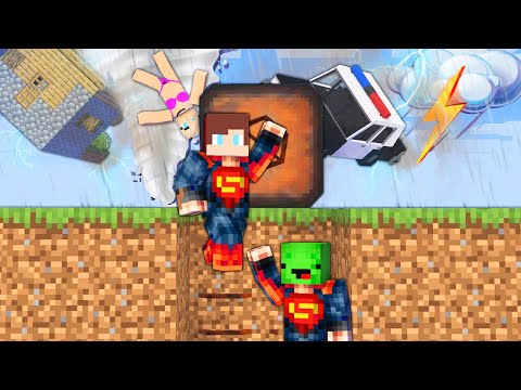 EPIC Tornado Showdown: Superheroes vs JJ and Mikey