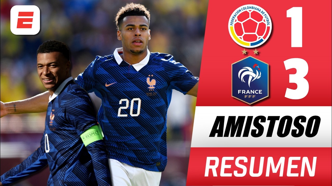 FRANCIA GANÓ SIN PROBLEMAS a COLOMBIA con DOBLETE de Désiré Doué en AMISTOSO. MBAPPÉ jugó | Resumen