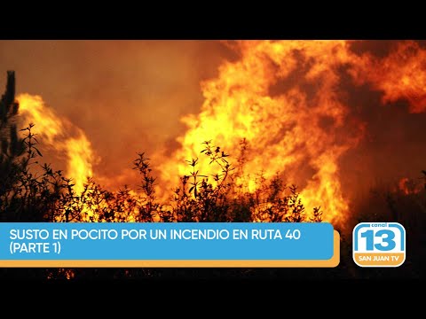 Susto en Pocito por un incendio en Ruta 40 (parte 1)