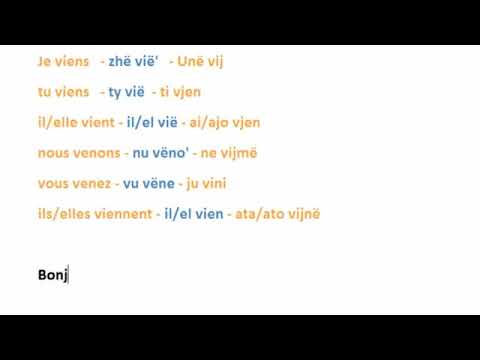 MESIMI 15/32 -  Folja VIJ  ne Frengjisht   - Le verbe VENIR en Francais