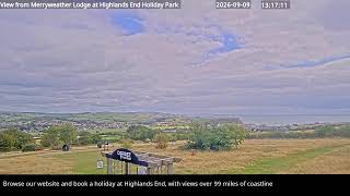 West Bay and Dorset Foot Golf viewed from Highlands End Holiday Park live webcam
