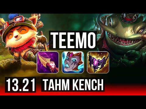TEEMO vs TAHM KENCH (TOP) | Rank 3 Teemo, 9/1/12, Godlike | JP Diamond | 13.21