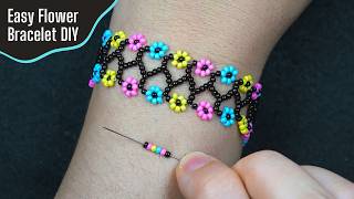 🌸 DIY Seed Bead Flower Bracelet Tutorial - Beginner Friendly