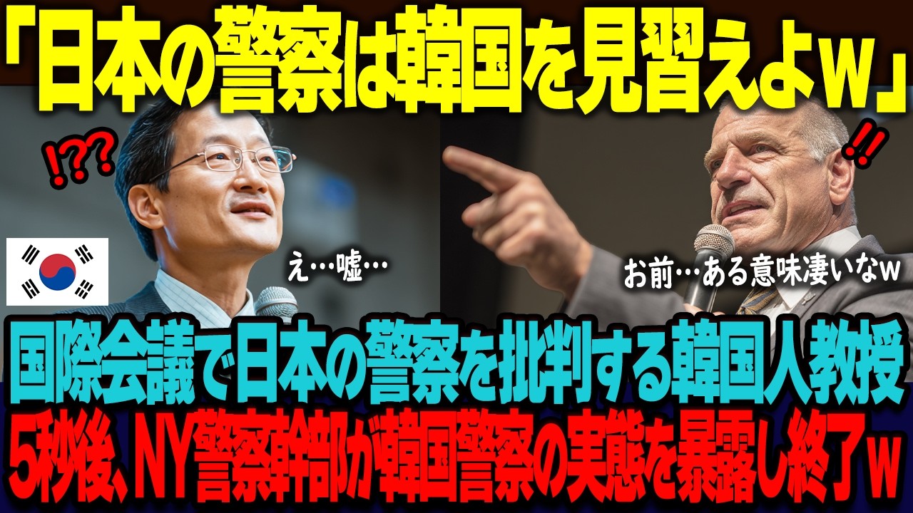 「日本の警察は韓国を見習えよｗ」移民問題のシンポジウムで日本の警察を痛烈批判する韓国人教授。5秒後、ニューヨーク警察幹部が韓国警察の現状を暴露し終了ｗ【海外の反応】