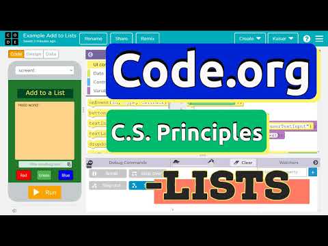 Code.org Add Items to a List | Individually or Mixed Between | C.S. Principles Example with Code