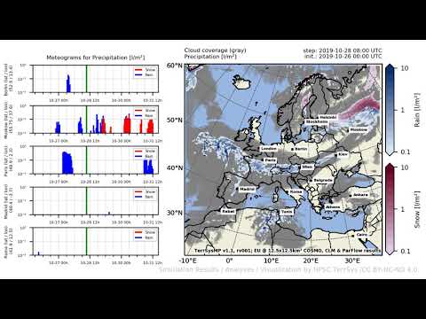 TerrSysMP monitoring run 2019-10-26 - precipitation - Europe (132h)