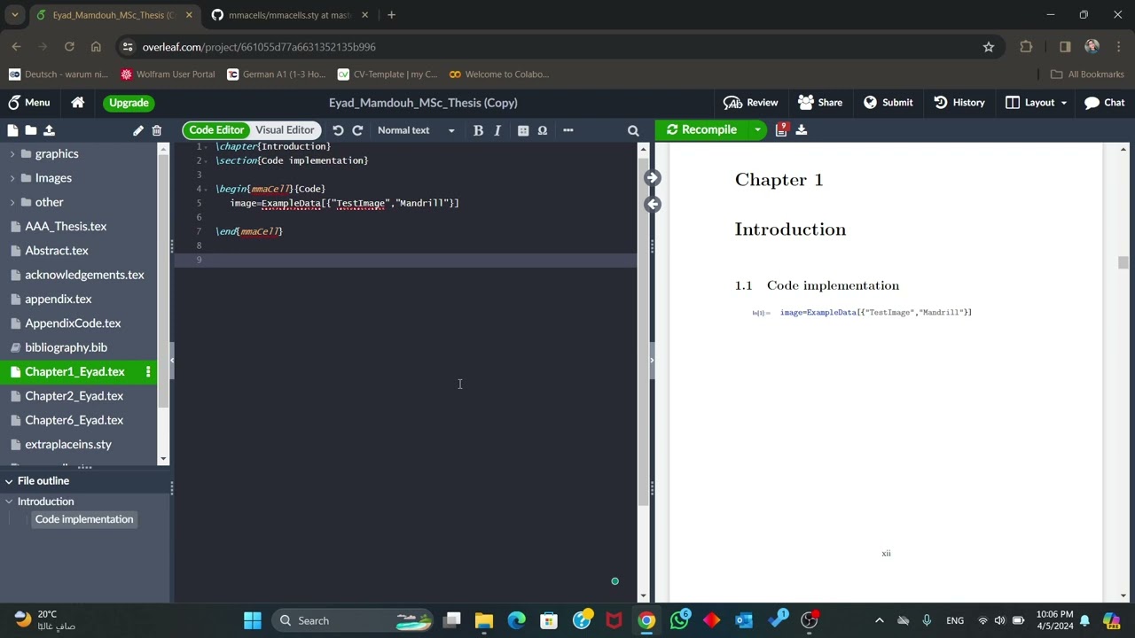 How to implement Wolfram Mathematica code in LaTeX