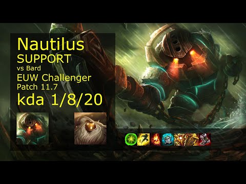 Nautilus Support vs Bard - EUW Challenger 1/8/20 Patch 11.7 Gameplay