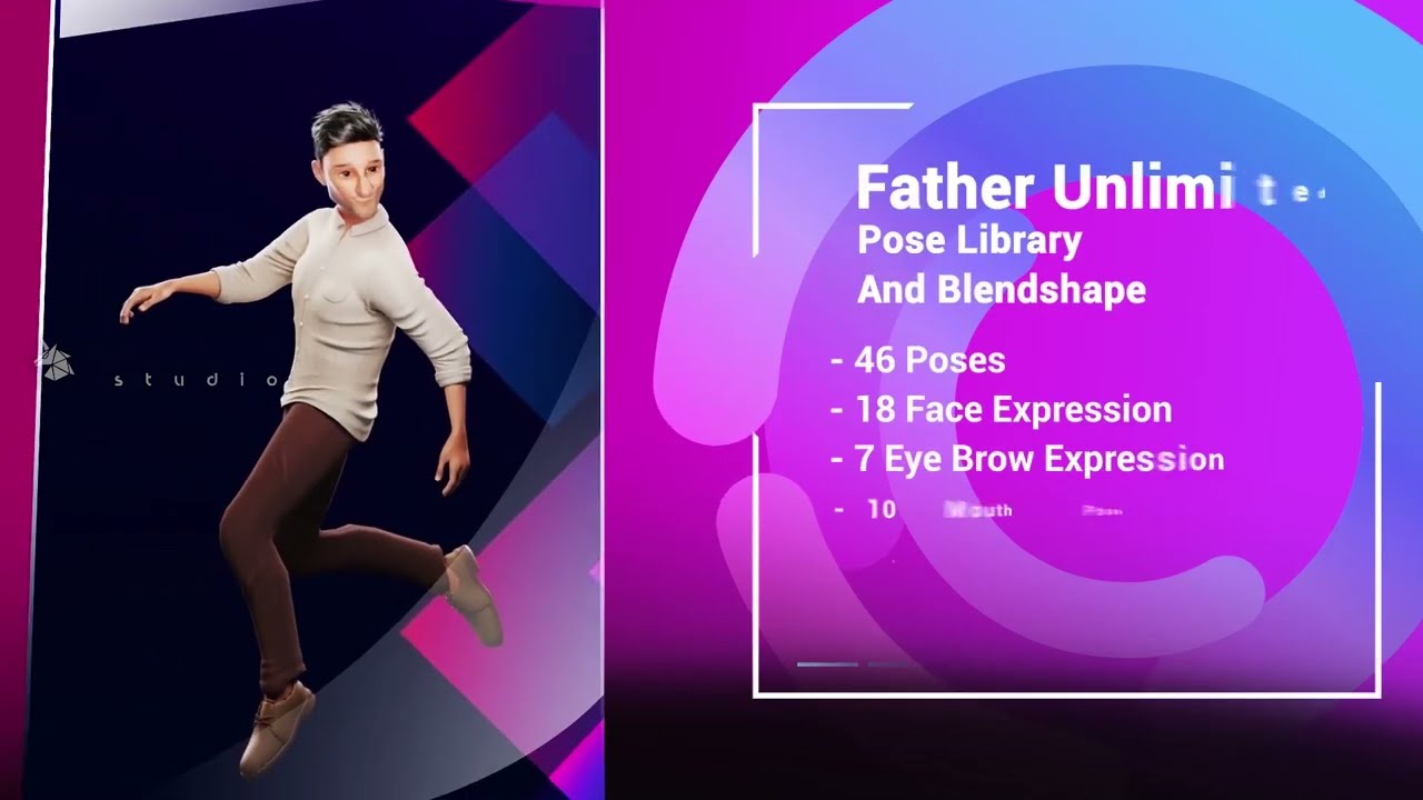 ピクサー風のお父さんキャラクター 3Dモデル