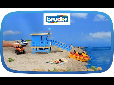 Bworld Lifeguard Station with Quad Bike and Personal Water Craft | Bruder Toys item no. 62780