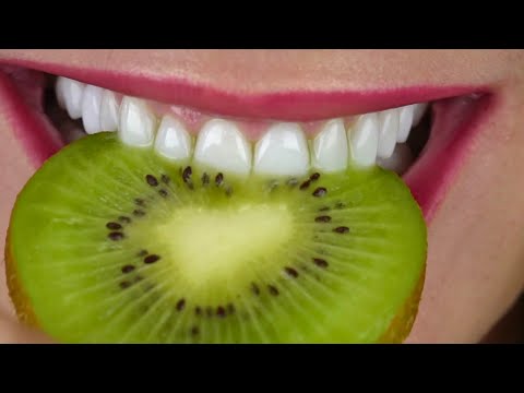 Ultra Closeup Of Teeth Biting into Fruits | Mouth Play - Lips Macro Shots