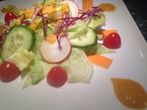 Japanese Restaurant Style Salad with Carrot Ginger Dressing