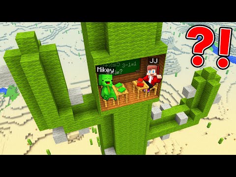 Mikey and JJ Built a School inside a Cactus in Minecraft (Maizen)
