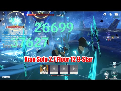 Xiao Solo 2.7 Floor 12 9-Star Perfect Clear No HP Buff - Cryo Shield is Not a Problem