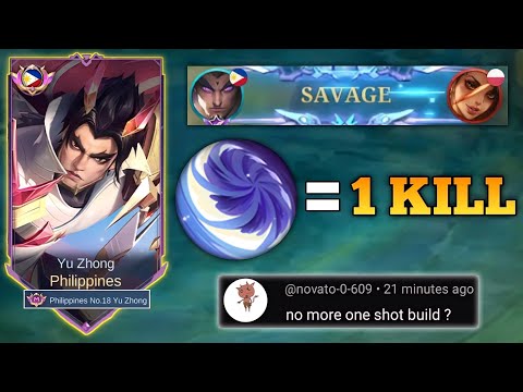 SAVAGE! YU ZHONG NEW 1 SHOT BUILD & EMBLEM! ENEMY THINK I'M USING HACK!!