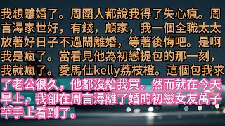 《離婚後冷面前夫火葬場了》我想離婚了。周圍人都說我得了失心瘋。周言潯家世好，有錢，顧家，我一個全職太太放著好日子不過鬧離婚，等著後悔吧。是啊我是瘋了。當看見他為初戀提包的那一刻，我就瘋了。愛馬仕kel