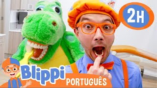Blippi Vai ao Médico Dinossauro! 🏥 2 HORAS DO BLIPPI! 🟠 Vídeos Educativos para Crianças