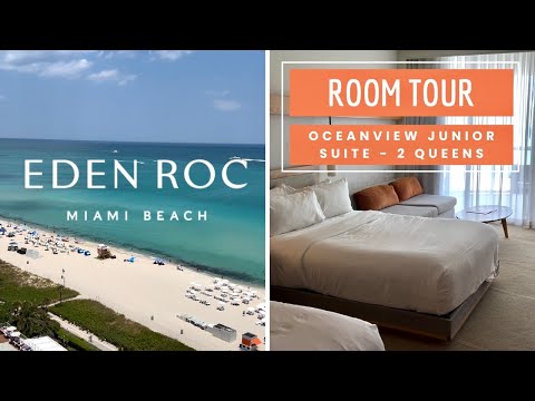 EDEN ROC Miami Beach Resort | Hotel Room Tour | Oceanview Junior Suite with 2 Queen Beds | 4K 60FPS