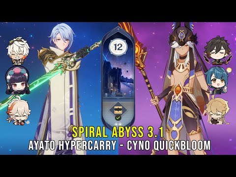 C0 Ayato Hypercarry and C0 Cyno Quickbloom - Genshin Impact Abyss 3.1 - Floor 12 9 Stars
