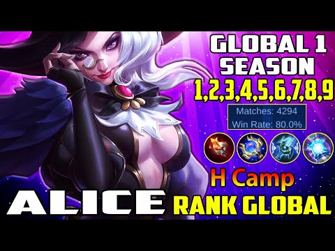 Global 1 Alice (S1-S9)... 4k+ Matches 80% Winrate! by H Camp | Mobile Legends
