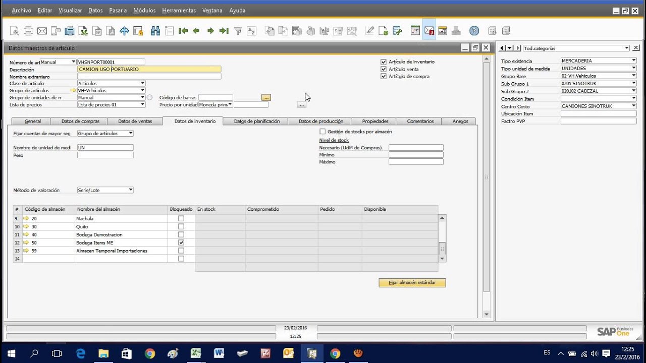 SAP B1 Artículo Primario