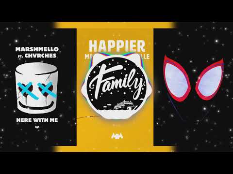 HERE WITH ME x HAPPIER x SUNFLOWER (Mashup) - Marshmello, Post Malone, CHVRCHES, Bastille, Swae Lee
