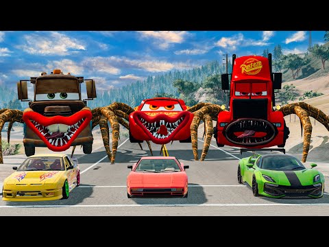 Cars Speed Crash Test with NEW FURA EATER & MCQUEEN BOXY BOO – BeamNG.Drive
