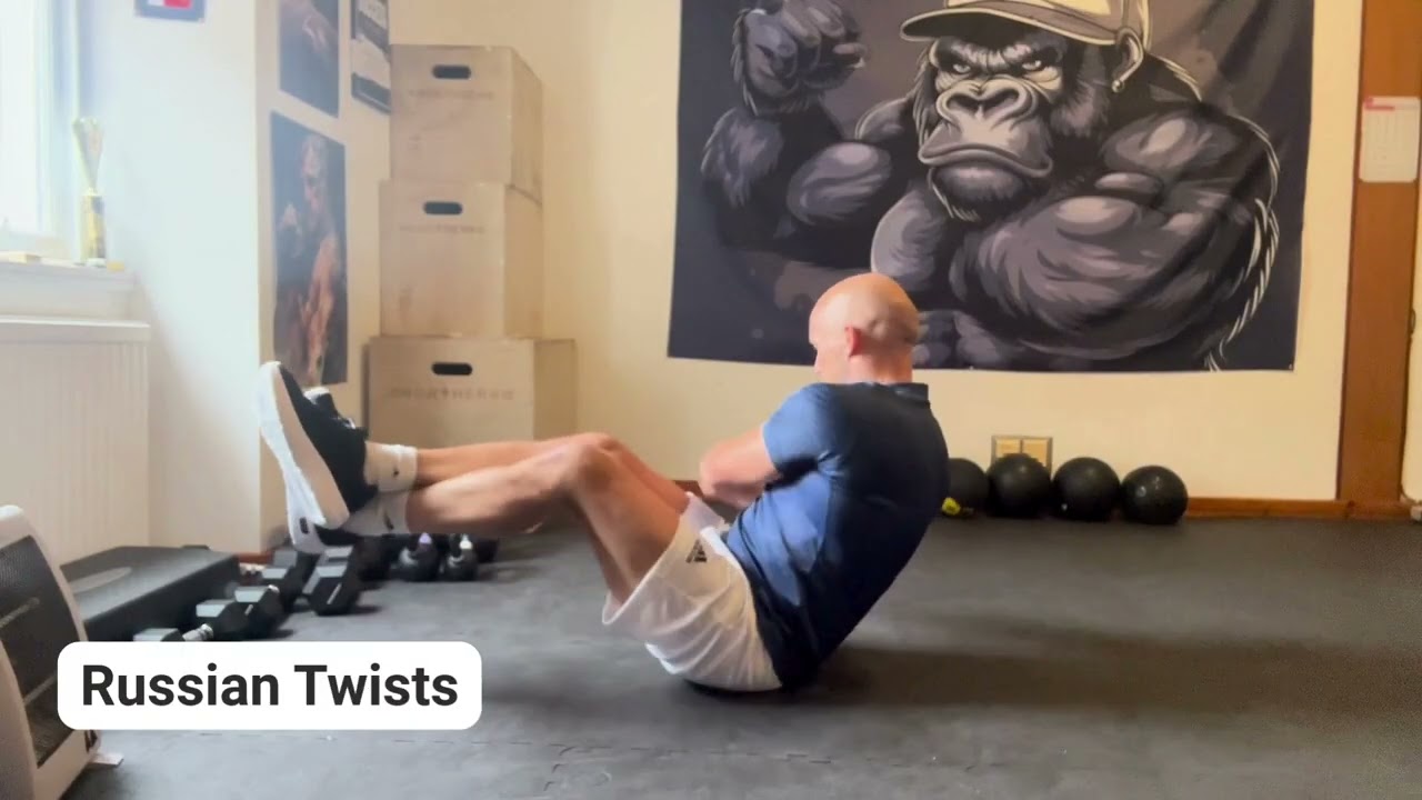 Oblique HIIT Workout - Russian twist exercise