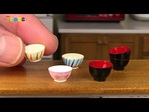 DIY Miniature Rice bowl and Soup bowl　ミニチュアお茶碗と汁椀作り Video