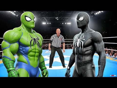 GREEN SPIDERMAN VS BLACK SPIDERMAN - EPIC BATTLE