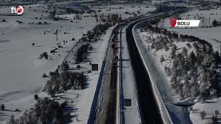 Bolu’da Kar Yağışının Esir Aldığı Gerede Samsun Yolu Havada Görüntülendi Yol Trafiğe Açık