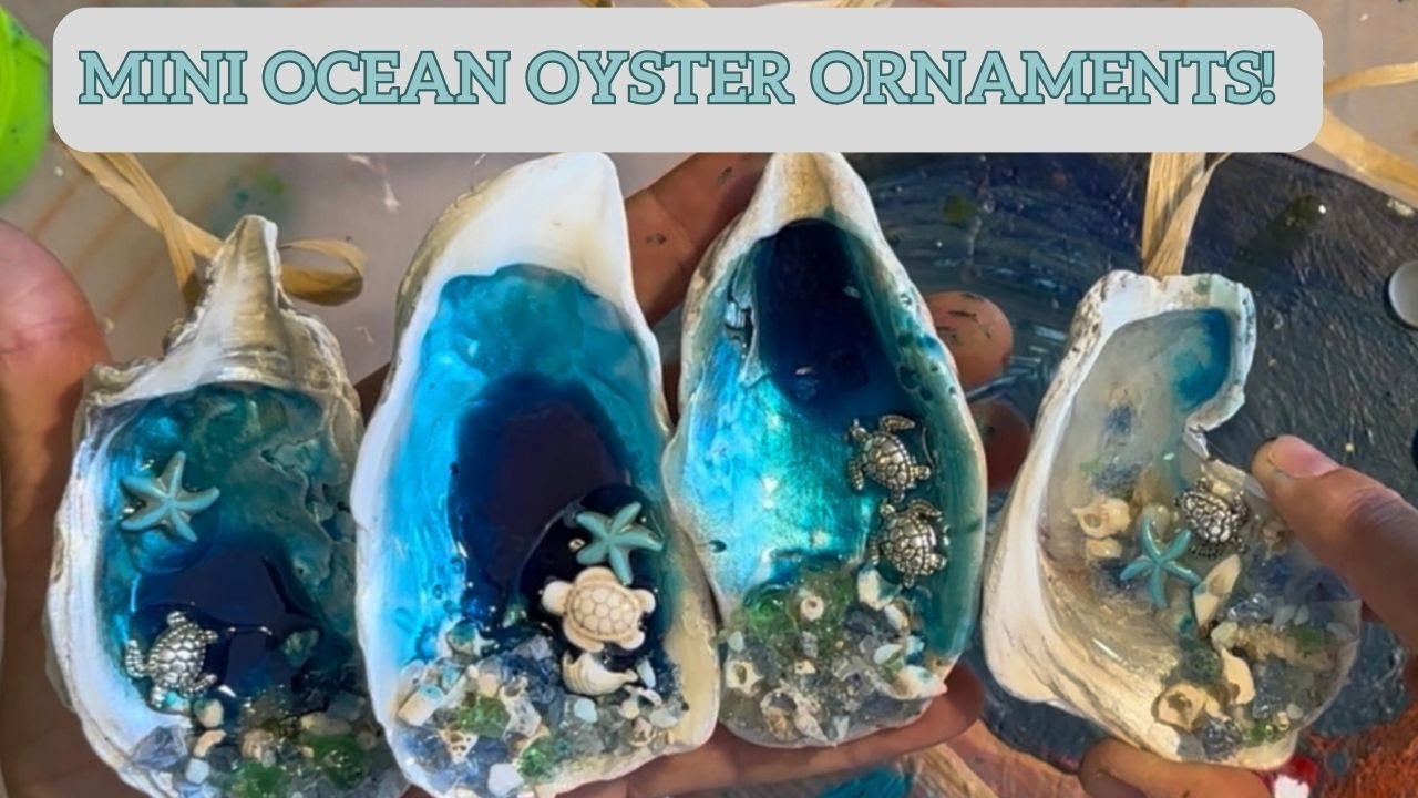 DIY Christmas Ornaments with Oyster Shells - Create a Mini-Ocean with Resin!