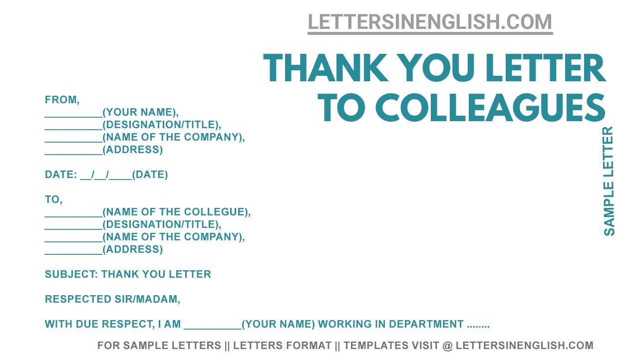 Thank You Letter To Colleague For Support – Sample Thank You Letter