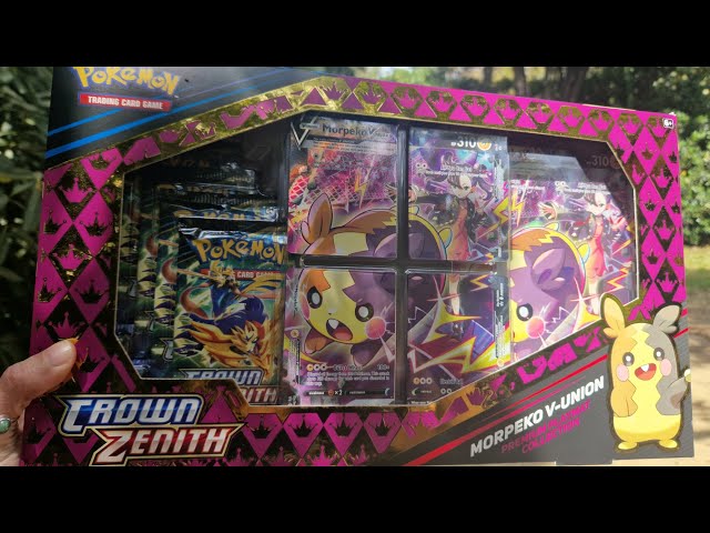 Vídeo relacionado con Pokémon JCC Colección prémium con tapete Morpeko V-UNIÓN de Cenit Supremo, 4 Cartas, 1 Carta de Gran tamaño y 5 Paquetes de Mejora