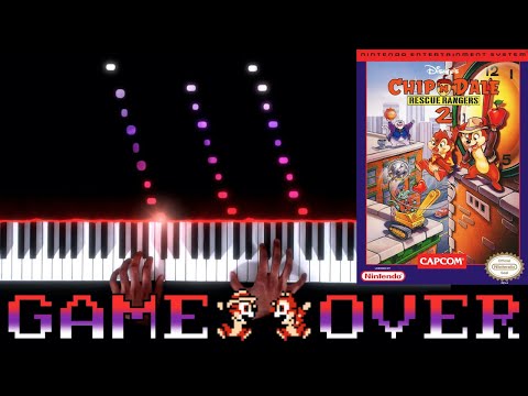 Chip 'n Dale Rescue Rangers 2 (NES) - Game Over - Piano|Synthesia Video