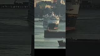 Hawaii bound Disney Wonder gets buzzed leaving busy Vancouver harbour