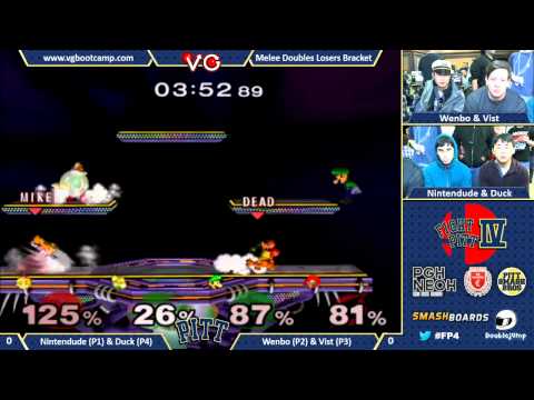 FP4 - Duck (Samus) & Nintendude (Peach) Vs. Wenbobular (Fox) & Vist (Luigi) SSBM - Melee
