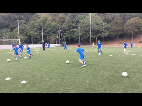 Allenamento calcio guida palla e trasmissione
