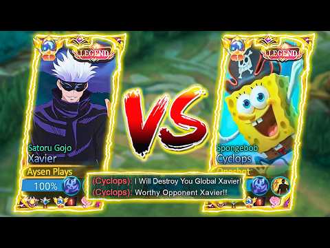 XAVIER GOJO SATORU VS CYCLOPS SPONGEBOB! 😱 (WHO WILL WIN?!) - MLBB
