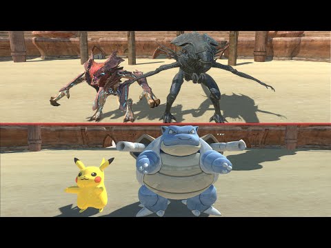 - RAIJIN AND XENOMORPH VS BLASTOISE AND PIKACHU AT THE ARENA  - Animal Revolt Battle Simulator