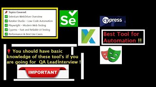 #52. Basic Key Differences in Selenium, Katalon, Playwright,  & Cyprus #sdet #interview #java #qa