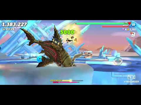 Ancient megalodon vs bigfoot artic (hungry shark world)