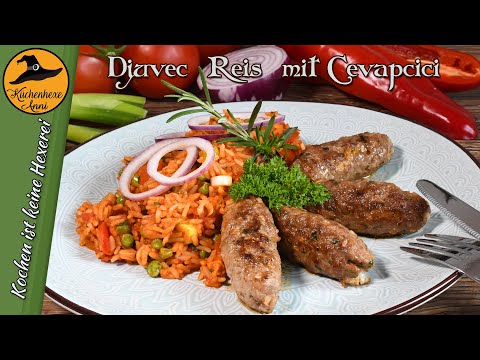 Pikant würziger Djuvec Reis mit Cevapcici