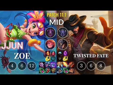 GRF jjun Zoe vs Twisted Fate Mid - KR Patch 11.1