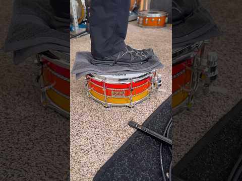 Do you stretch out your snare drum heads? #shorts #short #snaredrum #hack #tuning #drums #trick