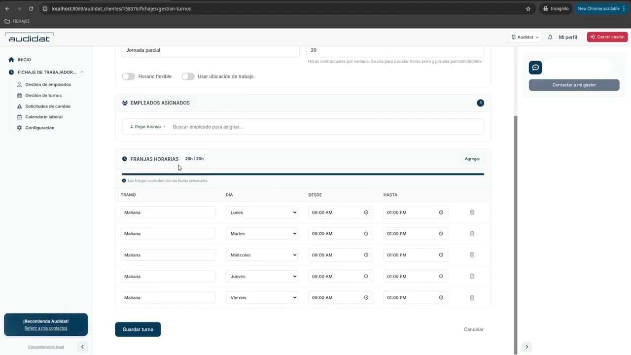 Demo de la plataforma de fichaje digital