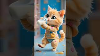 dancing cat and drinking milk feeder#dodidodidumdum #cat #ai #viralsong #viralshort #kids #cartoon