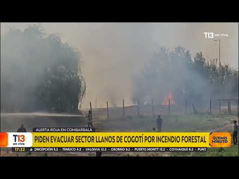 Alerta roja en Combarbalá: piden evacuar sector Llanos de Cogotí por incendio forestal