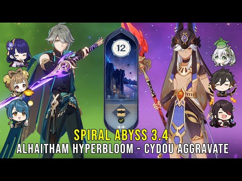 C0 Alhaitham Hyperbloom and C1 Cyno Beidou Aggravate - Genshin Impact Abyss 3.4 - Floor 12 9 Stars